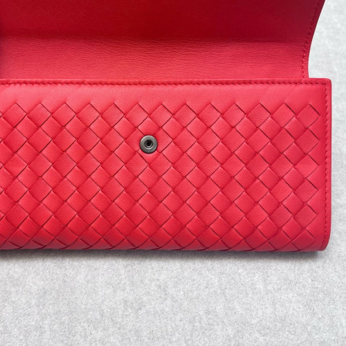 Bottega Veneta Continental Wallet Lambskin Intrecciato Nappa Red