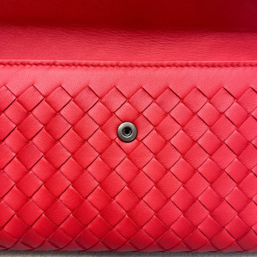 Bottega Veneta Continental Wallet Lambskin Intrecciato Nappa Red