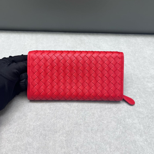 Bottega Veneta Continental Wallet Lambskin Intrecciato Nappa Red