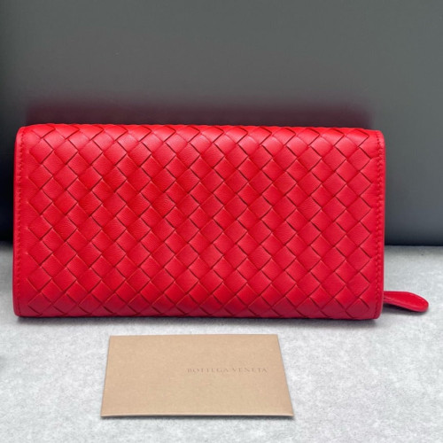 Bottega Veneta Continental Wallet Lambskin Intrecciato Nappa Red