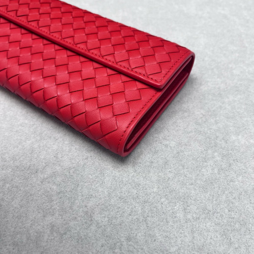 Bottega Veneta Continental Wallet Lambskin Intrecciato Nappa Red