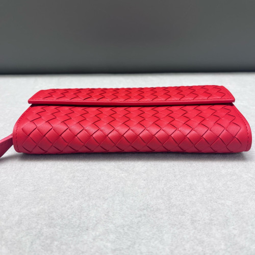 Bottega Veneta Continental Wallet Lambskin Intrecciato Nappa Red