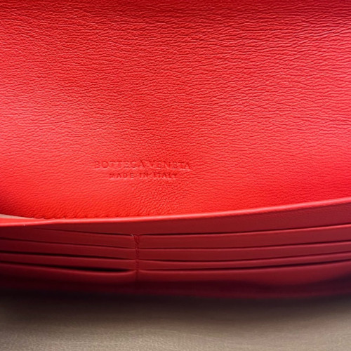 Bottega Veneta Continental Wallet Lambskin Intrecciato Nappa Red