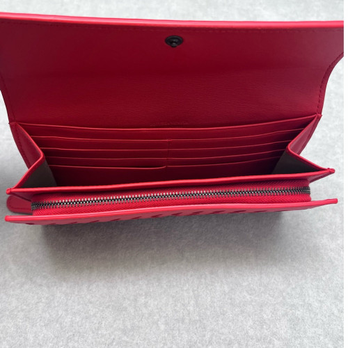 Bottega Veneta Continental Wallet Lambskin Intrecciato Nappa Red
