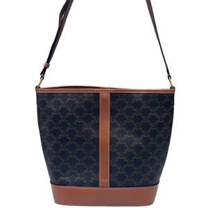 Celine Triomphe Bucket Bag Mediun Triomphe Brown Black
