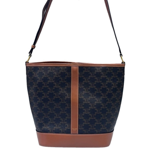 Celine Triomphe Bucket Bag Mediun Triomphe Brown Black