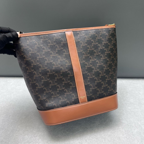 Celine Triomphe Bucket Bag Mediun Triomphe Brown Black