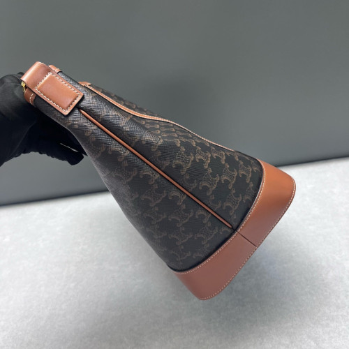 Celine Triomphe Bucket Bag Mediun Triomphe Brown Black