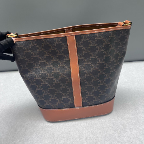 Celine Triomphe Bucket Bag Mediun Triomphe Brown Black