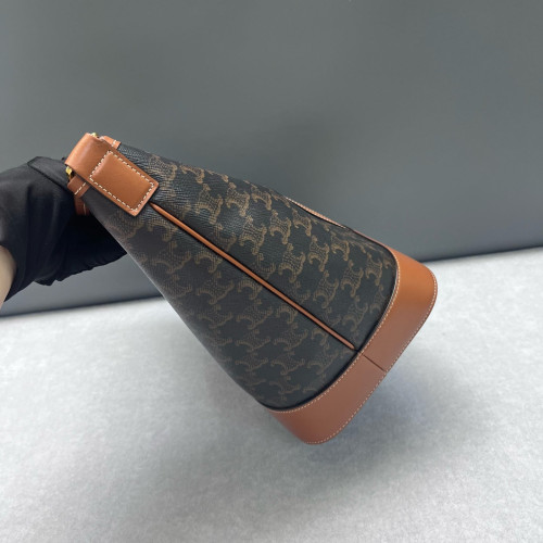 Celine Triomphe Bucket Bag Mediun Triomphe Brown Black