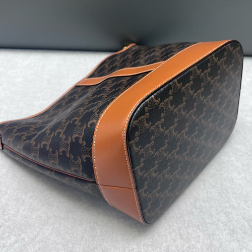 Celine Triomphe Bucket Bag Mediun Triomphe Brown Black
