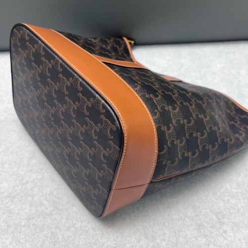 Celine Triomphe Bucket Bag Mediun Triomphe Brown Black
