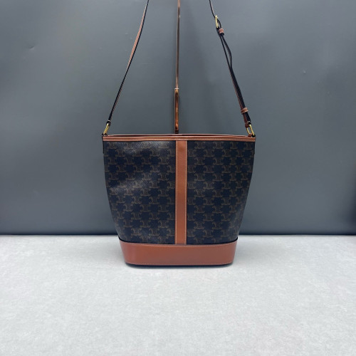 Celine Triomphe Bucket Bag Mediun Triomphe Brown Black