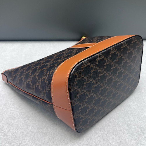 Celine Triomphe Bucket Bag Mediun Triomphe Brown Black