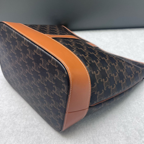 Celine Triomphe Bucket Bag Mediun Triomphe Brown Black