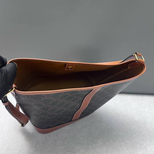 Celine Triomphe Bucket Bag Mediun Triomphe Brown Black
