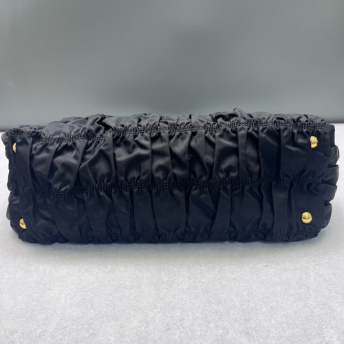 Prada Medium Gaufre Buckle Satchel Nylon Black