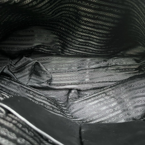 Prada Medium Gaufre Buckle Satchel Nylon Black