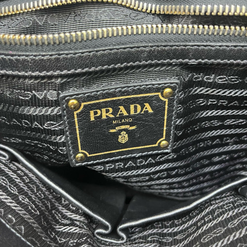 Prada Medium Gaufre Buckle Satchel Nylon Black