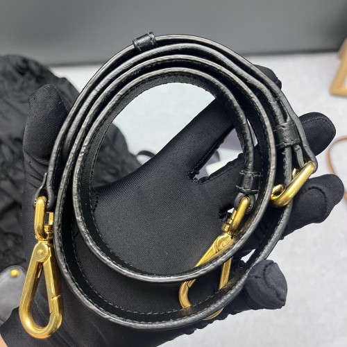 Prada Medium Gaufre Buckle Satchel Nylon Black