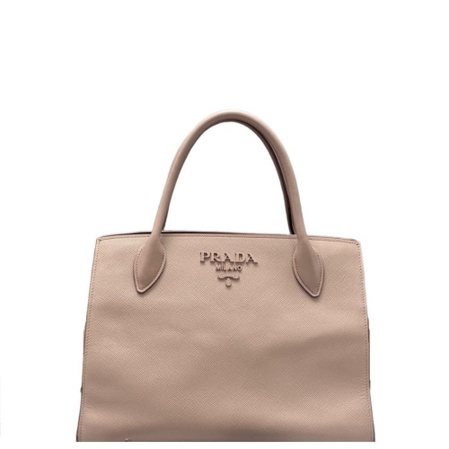 Prada Large Monochrome Tote Saffiano Calfskin Natural Tan