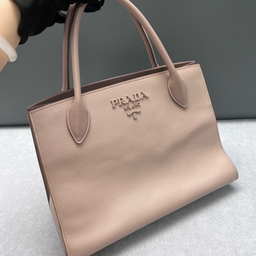 Prada Large Monochrome Tote Saffiano Calfskin Natural Tan