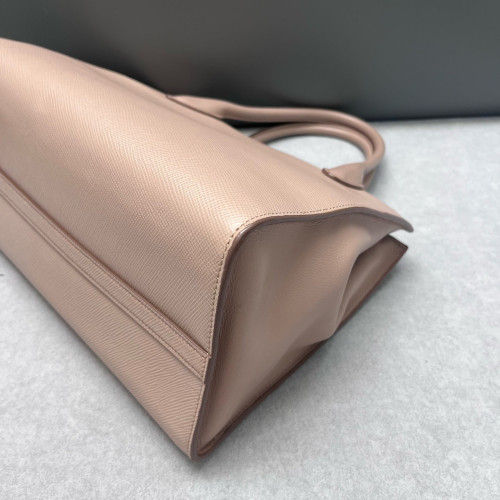Prada Large Monochrome Tote Saffiano Calfskin Natural Tan