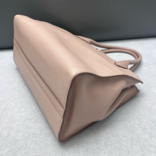 Prada Large Monochrome Tote Saffiano Calfskin Natural Tan