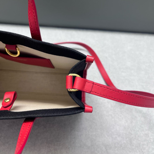 Burberry Mini Freya Tote Canvas Calfskin Black Pink
