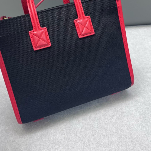Burberry Mini Freya Tote Canvas Calfskin Black Pink