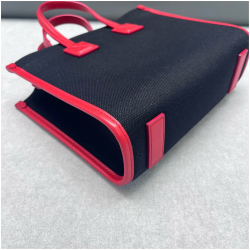 Burberry Mini Freya Tote Canvas Calfskin Black Pink
