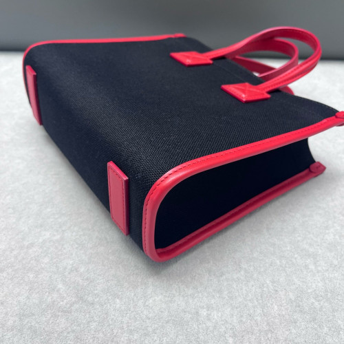 Burberry Mini Freya Tote Canvas Calfskin Black Pink