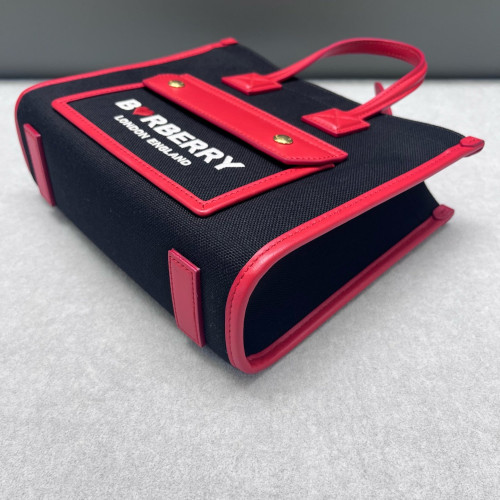 Burberry Mini Freya Tote Canvas Calfskin Black Pink