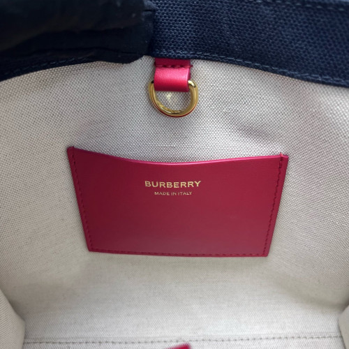 Burberry Mini Freya Tote Canvas Calfskin Black Pink