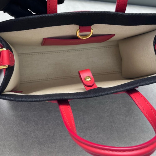 Burberry Mini Freya Tote Canvas Calfskin Black Pink