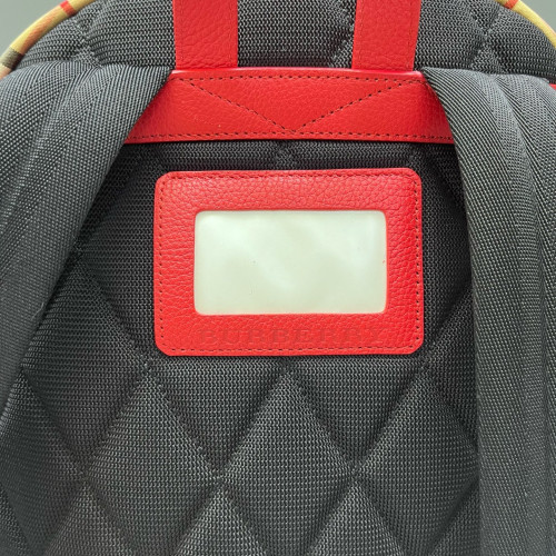 Burberry Embroidered Backpack House Check Calfskin Beige Red Black Burberry Embroidered Backpack House Check Calfskin Beige Red Black