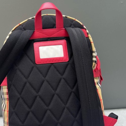Burberry Embroidered Backpack House Check Calfskin Beige Red Black Burberry Embroidered Backpack House Check Calfskin Beige Red Black
