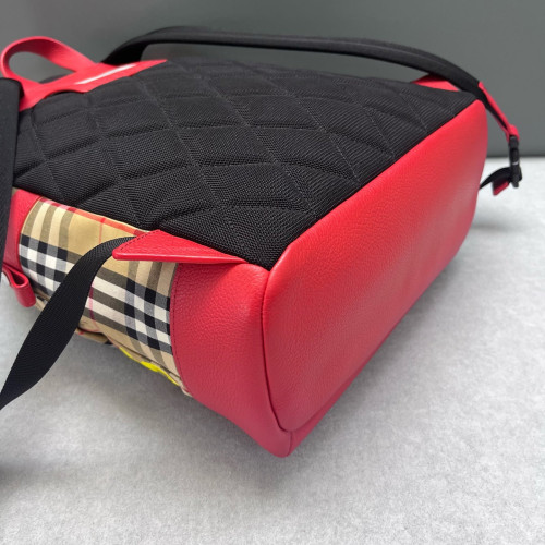 Burberry Embroidered Backpack House Check Calfskin Beige Red Black Burberry Embroidered Backpack House Check Calfskin Beige Red Black
