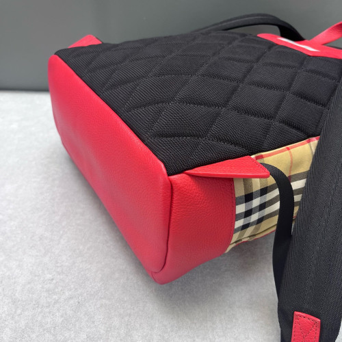 Burberry Embroidered Backpack House Check Calfskin Beige Red Black Burberry Embroidered Backpack House Check Calfskin Beige Red Black