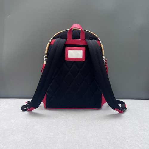 Burberry Embroidered Backpack House Check Calfskin Beige Red Black Burberry Embroidered Backpack House Check Calfskin Beige Red Black