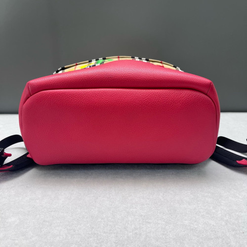 Burberry Embroidered Backpack House Check Calfskin Beige Red Black Burberry Embroidered Backpack House Check Calfskin Beige Red Black