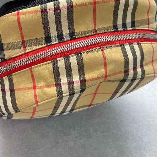 Burberry Embroidered Backpack House Check Calfskin Beige Red Black Burberry Embroidered Backpack House Check Calfskin Beige Red Black