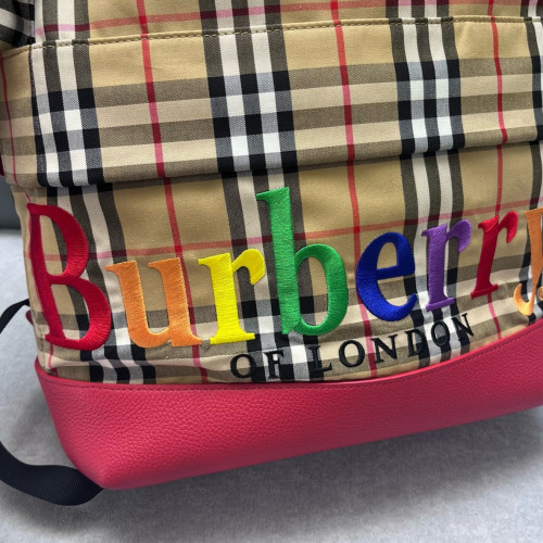 Burberry Embroidered Backpack House Check Calfskin Beige Red Black Burberry Embroidered Backpack House Check Calfskin Beige Red Black