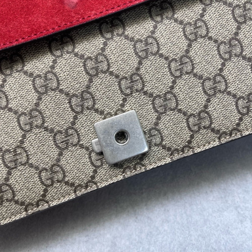 Gucci Meium Dionysus Suede GG Supreme Monogram Beige Red