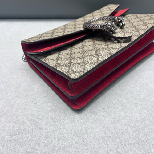 Gucci Meium Dionysus Suede GG Supreme Monogram Beige Red