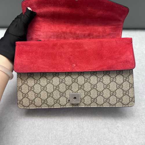 Gucci Meium Dionysus Suede GG Supreme Monogram Beige Red