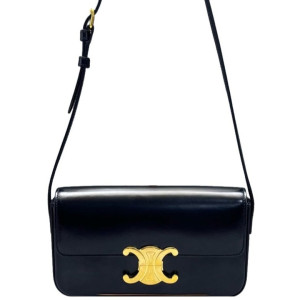 Celine Triomphe Small Triomphe Shoulder Bag Smooth Calfskin Black