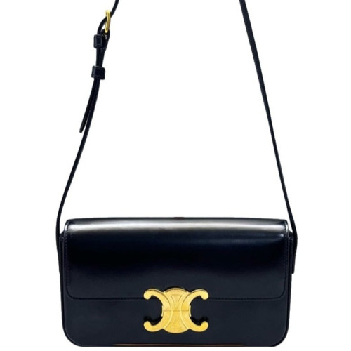 Celine Triomphe Small Triomphe Shoulder Bag Smooth Calfskin Black