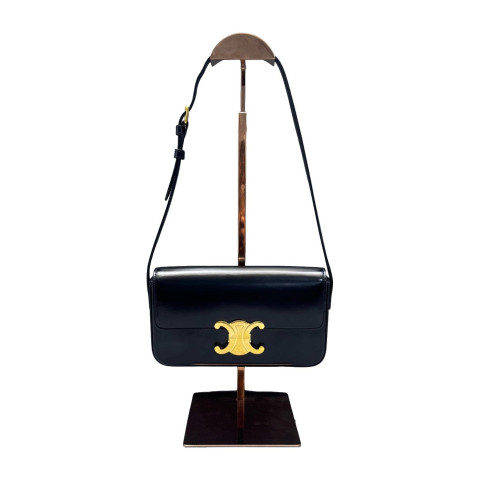 Celine Triomphe Small Triomphe Shoulder Bag Smooth Calfskin Black