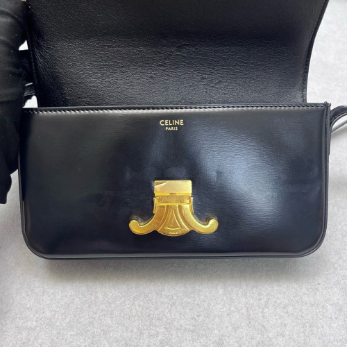 Celine Triomphe Small Triomphe Shoulder Bag Smooth Calfskin Black